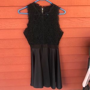 Black Skater Dress With Lace Top